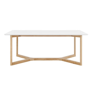 EuroStyle Aren Rectangular Dining Table Seating Eight with Beech Base and Matte White Top 90474-WHT