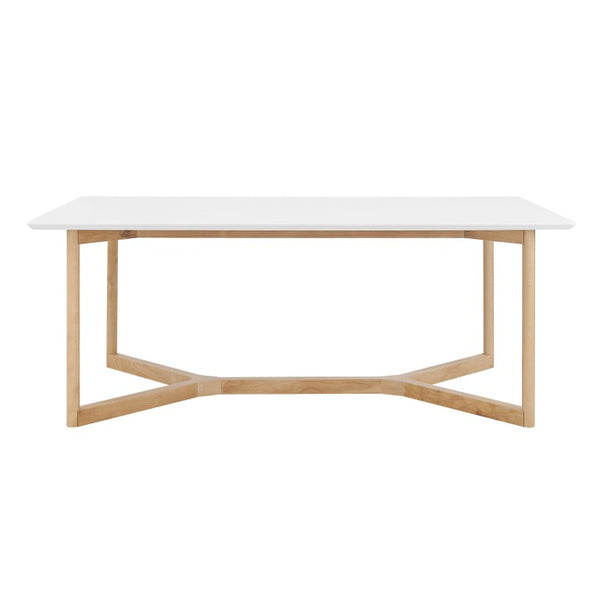 EuroStyle Aren Rectangular Dining Table Seating Eight with Beech Base and Matte White Top 90474-WHT