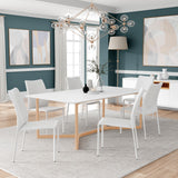 EuroStyle Aren 79" Rectangle Table in Matte White with Natural Beech Wood Base