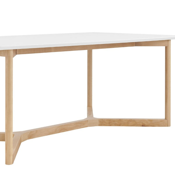 EuroStyle Aren Rectangular Dining Table Seating Eight with Beech Base and Matte White Top 90474-WHT