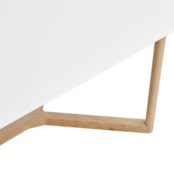EuroStyle Aren Rectangular Dining Table Seating Eight with Beech Base and Matte White Top 90474-WHT