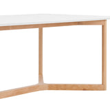 EuroStyle Aren 63" Rectangle Table in Matte White with Natrual Wood Base