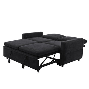 English Elm Convertible Chenille Sleeper Loveseat with Usb Ports and Reclining Backrest for Small Spaces Black N719P390439B