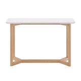 EuroStyle Aren 47" Console Table in Matte White with Natrual Beech Wood Base