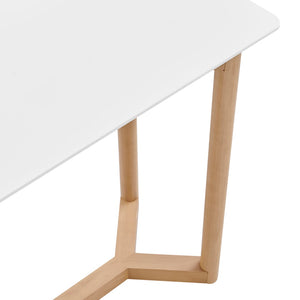 EuroStyle Aren 47" Console Table in Matte White with Natrual Beech Wood Base