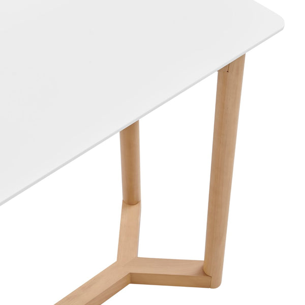 EuroStyle Aren 47" Console Table in Matte White with Natrual Beech Wood Base