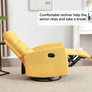 English Elm Manual Rocker Swivel Recliner Upholstered Fabric Chair for Cozy Living Spaces W3224P289295