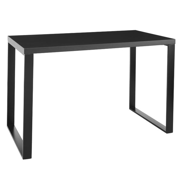 EuroStyle Dillon Lacquer Writing Desk with Steel Base for Modern Home Office or Corporate Use Matte Anthracite/Matte Black 90481-ANT