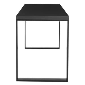 EuroStyle Dillon Lacquer Writing Desk with Steel Base for Modern Home Office or Corporate Use Matte Anthracite/Matte Black 90481-ANT