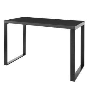EuroStyle Dillon Lacquer Writing Desk with Steel Base for Modern Home Office or Corporate Use Matte Anthracite/Matte Black 90481-ANT