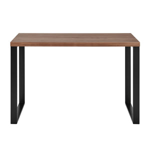 EuroStyle Dillon Lacquer Writing Desk with Steel Base for Modern Home Office or Corporate Use Walnut/Matte Black 90481-WAL