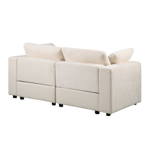 English Elm Modular Sectional Sofa Set - Versatile Chenille Beige Design With 2 Corner Chairs & Ottoman Options W1123S00039
