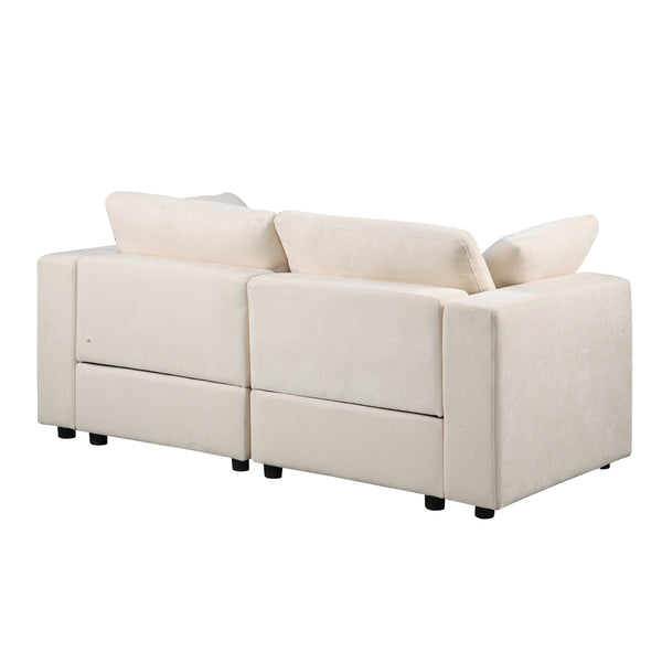 English Elm Modular Sectional Sofa Set - Versatile Chenille Beige Design With 2 Corner Chairs & Ottoman Options W1123S00039
