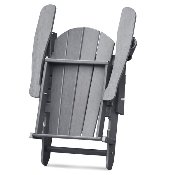 English Elm Folding Adirondack Chair HDPE All-Weather Patio Seat — Ergonomic, Foldable, Water & Heat Resistant Grey W1889P408674