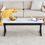 Rock Slab Coffee Table, Smooth Natural Surface, Black Metal Legs, Modern Design, 47