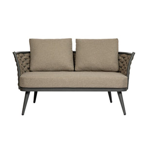 EuroStyle Solna Outdoor Loveseat Woven Rope Back Aluminum Frame Weather Resistant Patio Seating 90497-TPE