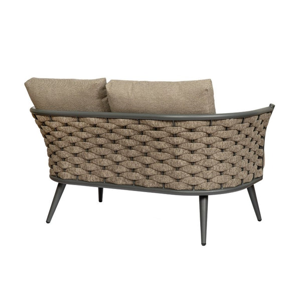 EuroStyle Solna Outdoor Loveseat Woven Rope Back Aluminum Frame Weather Resistant Patio Seating 90497-TPE