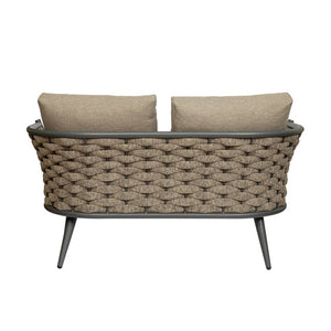 EuroStyle Solna Outdoor Loveseat Woven Rope Back Aluminum Frame Weather Resistant Patio Seating 90497-TPE