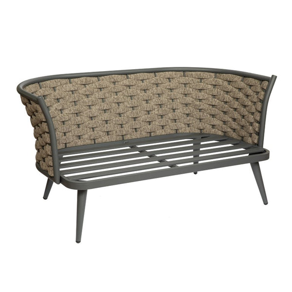 EuroStyle Solna Outdoor Loveseat Woven Rope Back Aluminum Frame Weather Resistant Patio Seating 90497-TPE