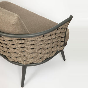 EuroStyle Solna Outdoor Loveseat Woven Rope Back Aluminum Frame Weather Resistant Patio Seating 90497-TPE