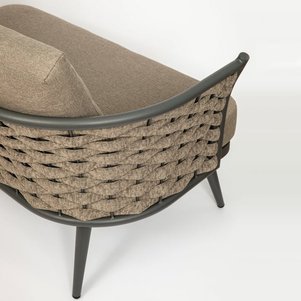 EuroStyle Solna Outdoor Loveseat Woven Rope Back Aluminum Frame Weather Resistant Patio Seating 90497-TPE