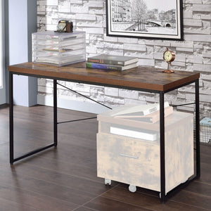 English Elm Rectangular Writing Desk With Weathered Oak Top & Black Metal Legs - Stylish Industrial Design B016P311298-GIGA