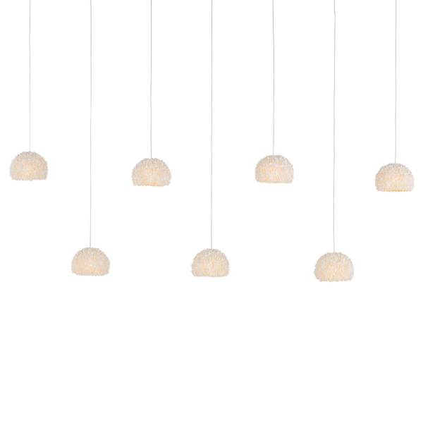 Virtu Nature-Inspired Rectangular Multi-Drop Pendant with Clamrose Shells for Elegant Illumination