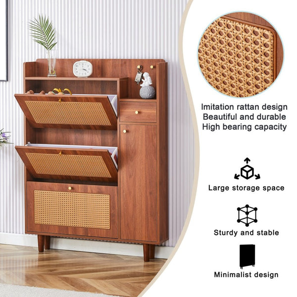 English Elm The Slim Mdf Entryway Shoe Cabinet with Metal Legs and Open Top Storage Platform W3875P387146