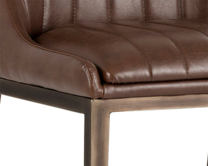 Sunpan Halden Dining Chair Set of 2 – Urban Style with Bold Stitching and Rustic Bronze Steel Frame Vintage Cognac