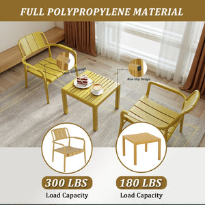 English Elm 2-Piece Yellow Polypropylene Seating Set With Coffee Table – Stylish Indoor/Outdoor Furniture Solution! W3450P323332