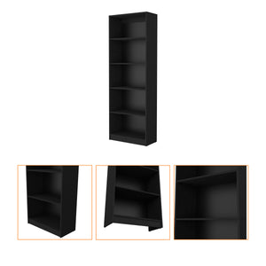 English Elm Sutton Black 4-Shelf Bookcase with Extra Open Shelf, Space-Saving Particle Board Storage Unit B128P176161