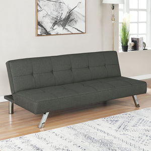 English Elm Joel Grey Tufted Convertible Sofa Bed with Plush Cushioning, Metal Legs, Modern Grey Elegance B062P344956