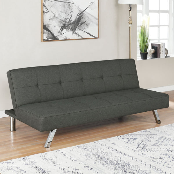 English Elm Joel Grey Tufted Convertible Sofa Bed with Plush Cushioning, Metal Legs, Modern Grey Elegance B062P344956