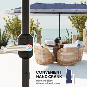 English Elm Outsunny 15ft Rectangle Patio Umbrella Upf30 Plus Dual Vents Crank Outdoor Shade W2225P485620
