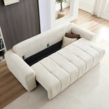 English Elm 94.49''Sleeper Sofa, Sofa Bed- 2 In 1 Pull Out Couch Bed With Storage Chaise For Living Room, Sofa Sleeper With Pull Out Bed, Cream Style Couch