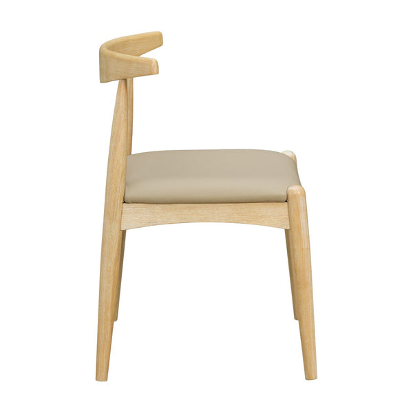 English Elm [video] Rubberwood Dining Chairs Set of 2 Faux Leather Ergonomic Retro Splayed Leg Design Light Grey+Natural N759P386879E