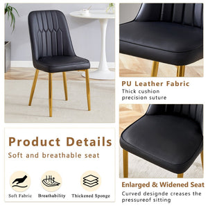 English Elm Table and Chair Set Extendable Round Oval Mdf Top with Gold Legs Four Pu Seats W1151S03952