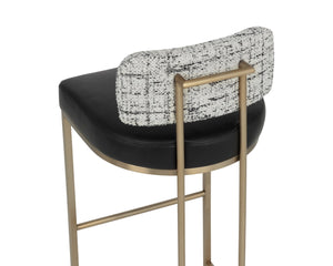 Sunpan LARISSA Barstool - Stylish Bravo Black & Halton Birch Design with Durable Antique Brass Frame 112425