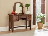 OSP Home Furnishings Modern Mission Vanity and Mirror Vintage Oak