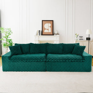 English Elm Luxury Turtle Velvet Multifunctional Sofa - Convertible Green Modular Seating for Family, 400lb Capacity W3371S00043