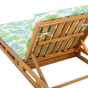English Elm Christopher Knight Home® - Lounge Chaise Lounge Set - Acacia Wood With Water-Resistant Cushions, 4-Position Recline & Tropical Style N770P272405T_N770P253018L