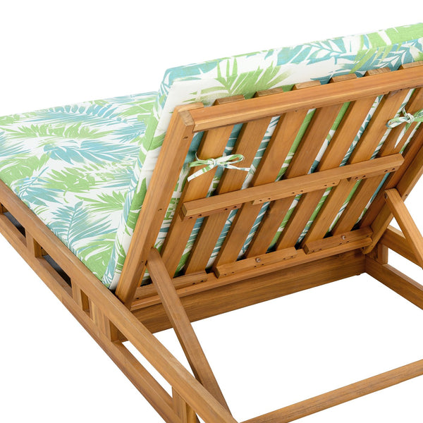 English Elm Christopher Knight Home® - Lounge Chaise Lounge Set - Acacia Wood With Water-Resistant Cushions, 4-Position Recline & Tropical Style N770P272405T_N770P253018L