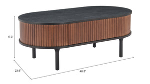 Koriana Coffee Table Black & Walnut 110298 Zuo Modern