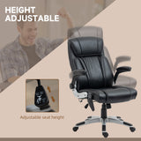 English Elm Vinsetto Executive Massage Office Chair With 6 Vibration Points, Heated Faux Leather Computer Desk Chair With Flip-Up Armrest, Adjustable Height, Swivel Wheels, Black