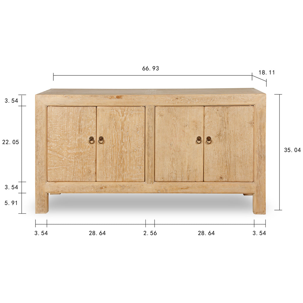 Lilys 67" Capri 4 Door Sideboard Weathered Natural 9051-NA