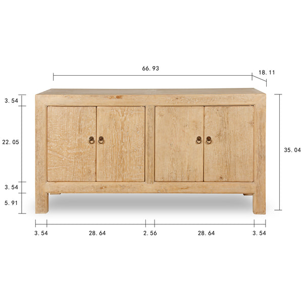 Lilys 67" Capri 4 Door Sideboard Weathered Natural 9051-NA