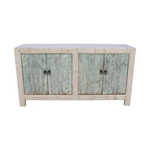 Lilys 67" Two Tones Buffet 4 Door Distressed Soft Aqua 9051-G