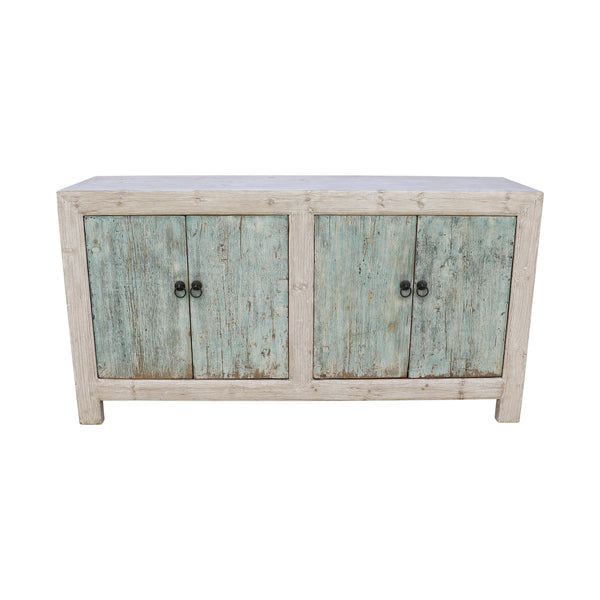 Lilys 67" Two Tones Buffet 4 Door Distressed Soft Aqua 9051-G