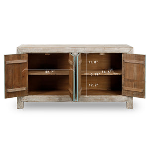 Lilys 67" Two Tones Buffet 4 Door Distressed Soft Aqua 9051-G