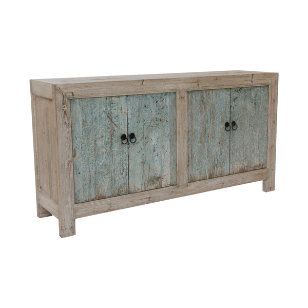 Lilys 67" Two Tones Buffet 4 Door Distressed Soft Aqua 9051-G